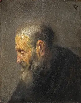 Stampe di Lo studio di un anziano in profilo, opera di Rembrandt Harmenszoon van Rijn (nato il 15 luglio 1606 a Leida, morto il 4 ottobre 1669 ad Amsterdam), noto con il suo primo nome Rembrandt Rembrandt Van Stampe: Studio di un Vecchio in Profilo