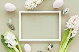 Pastel Colored Background Stampe: Subtle Easter mockup with white frame