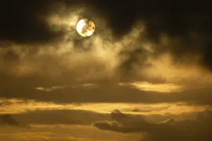 Cloudy Evening Sky Stampe: Sun bursts out from behind clouds