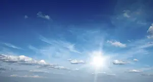 Blue Sky With Clouds Stampe: Sun with clouds in blue sky