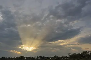 Wetland Biotope Images Stampe: Sunbeams breaking through the clouds