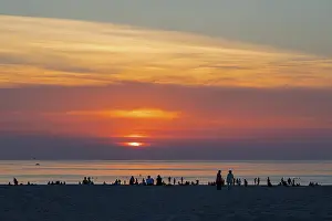 Deserted German Beach Stampe: Sunset on the beach, Warnemunde