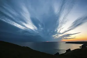 Bedruthan Steps Sunset Stampe: Sunset at the Bedruthan Steps, Cornwall