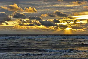 Texel Island Landscape Stampe: Sunset with clouds on the beach