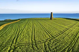 Uninhabited Farm Fields Stampe: Sunset over The DAYMARK and fields from a dron