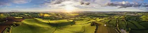 High Angle View Of Devon Fields Stampe: Sunset over Devon Windmill from a drone