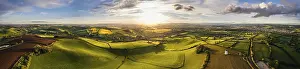 British Countryside Drone Shot Stampe: Sunset over Devon Windmill from a drone