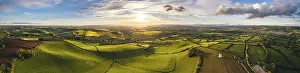 British Countryside From Above Stampe: Sunset over Devon Windmill from a drone