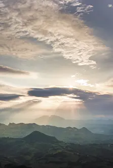 High Angle View Photography Stampe: Sunset with dramatic clouds, San Marino