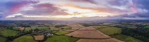 Remote Controlled Aircrafts Stampe: Sunset over the fields from a drone
