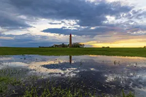 Baltic Sea Evening Atmosphere Stampe: Sunset reflection at Flugge lighthouse