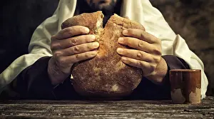 Still Life Food Photography Stampe: The Last Supper, Jesus breaks the bread