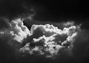 Deserted Austria Landscape Stampe: SW image, dramatic cloudscape with (cumulus) clouds