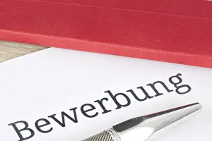 Job Application Concept Stampe: Symbolic image of an application: Close-up of documents for an application