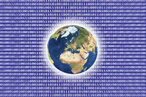 Computer Graphic Globe Stampe: Symbolic image for cloud computing