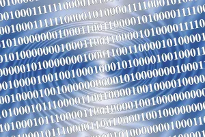 Data Transmission Symbol Stampe: Symbolic picture - binary code and data processing code