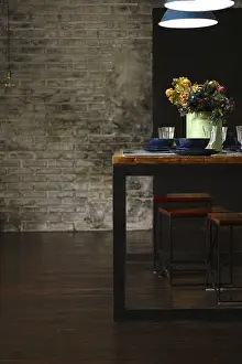 Deserted Dinner Stampe: Empty table served for dinner