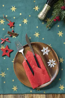 Christmas Dinner Table Setting Stampe: Table setting for Christmas dinner