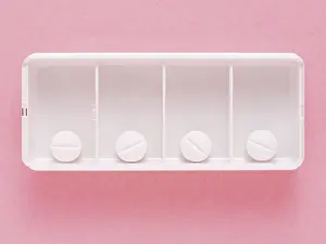 Studio Shot Of Medicine Stampe: Tablet dosage box