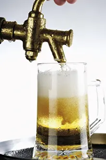 Studio Shot Beer Stampe: Tapping beer