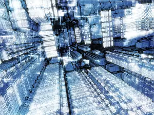 Virtual Reality Concept Image Stampe: Tech abstract background - computer-generated image
