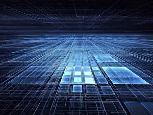 Fractal Art Background Stampe: Tech background ar backdrop - abstract computer-generated 3d illustration