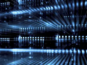 Fractal Art Background Stampe: Tech background with glowing lines