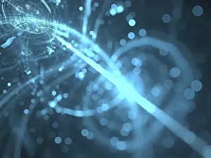 Arte Digitale Stampe: La tecnologia si confonde con bokeh - immagine generata da computer astratta.