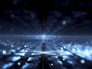Fractal Art Background Stampe: Technology blurred background - abstract computer-generated image