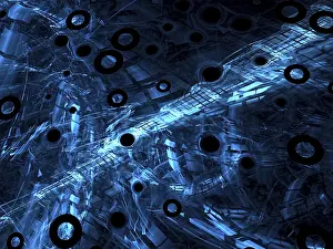 Fractal Art Design Stampe: Technology or sci-fi background - abstract computer-generated image
