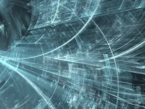 Digital Art Illustration Stampe: Technology tunnel - abstract computer-generated image