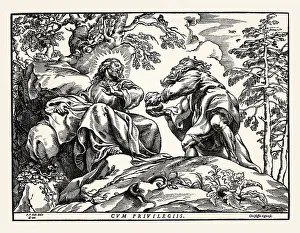 Historic Religious Texts Stampe: The Temptation of Christ by the Devil