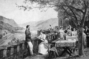 German Beer Garden Stampe: On the terrace of the Ebernburg