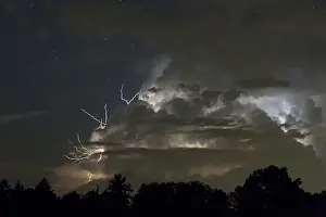 Thunderstorm Germany Stampe: Thundercloud and lightning in the evening