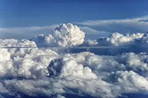 Central Europe Storm Clouds Stampe: Thunderclouds in the sky, view from the plane