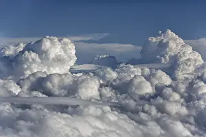 Overcast Sky With Clouds Stampe: Thunderclouds in the sky, view from the plane