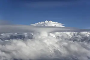 Severe Weather In Germany Stampe: Thunderclouds in the sky, view from the plane
