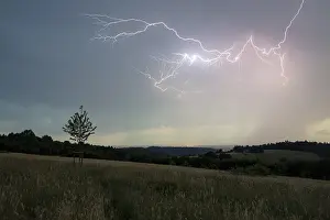 Thunderstorm Germany Stampe: Thunderstorm with multiple thunderbolts