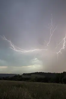 Southern Germany Weather Stampe: Thunderstorm with multiple thunderbolts