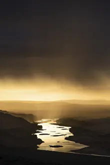 Namibia South Africa Border Stampe: Thunderstorm over the Orange River