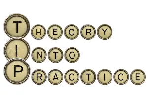 Plain White Background Photo Stampe: TIP (theory into practice) acronym explained with isolated