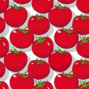 Editable Vector Template Stampe: Tomatoes repeating pattern, editable vector template