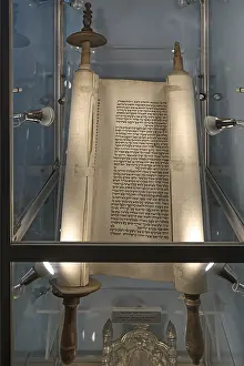 Jewish Museum Ukraine Stampe: Torah scroll in a display case