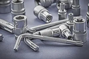 Power Supply Equipment Stampe: Torx and hexkeys on gray background