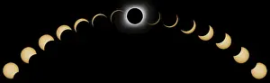 Natural Scientific Phenomenon Stampe: Total Solar Eclipse phases. Composite Solar Eclipse