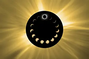 Natural Scientific Phenomenon Stampe: Total Solar Eclipse phases, Composite Solar Eclipse