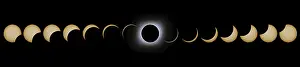 Natural Scientific Phenomenon Stampe: Total Solar Eclipse phases. Composite Solar Eclipse