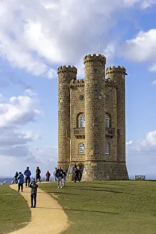 British Landmarks UK Stampe: Tower, Broadway Tower, people, clouds
