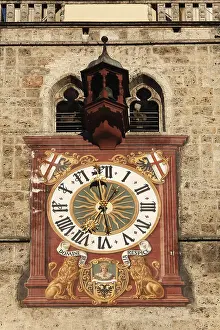 Time Measurement Europe Stampe: Tower clock on the steeple of St