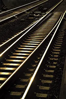 Deserted Train Tracks Stampe: Train tracks with a switch